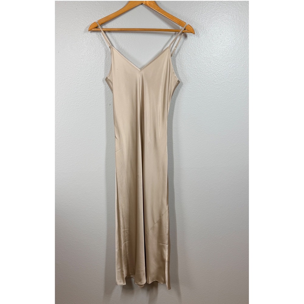 Quince Dress Women S Champagne 100% Washable Silk Slip Midi Classic NEW w/TAGS